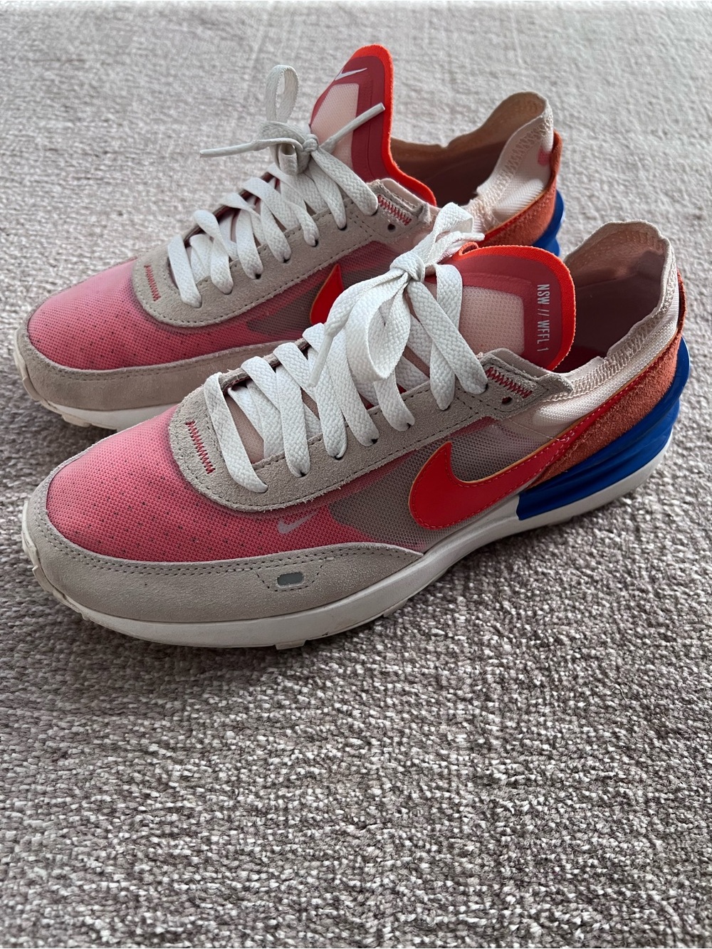 Nike Women's Waffle One Pearl White, Orange Blue Sneakers